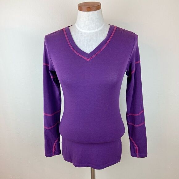 Athleta V-Neck Long Sleeve Workout Top - Picture 1 of 6